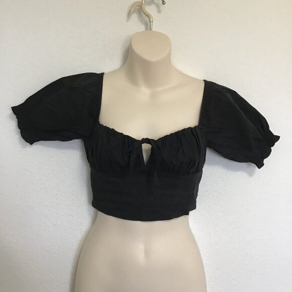 Sunday Best Countess Black Cropped Milkmaid Top Size XS - Picture 2 of 13